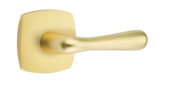 Emtek Basel Lever with Urban Modern Rosette in Satin Brass