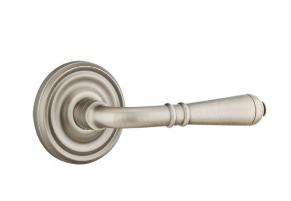 Emtek Turino Lever with Rectangular Rosette in Pewter