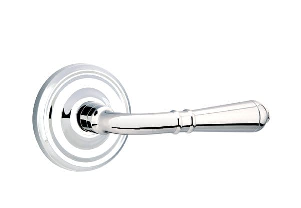 Emtek Turino Lever with Rectangular Rosette in Polished Chrome