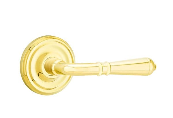 Emtek Turino Lever with Rectangular Rosette in Polished Brass