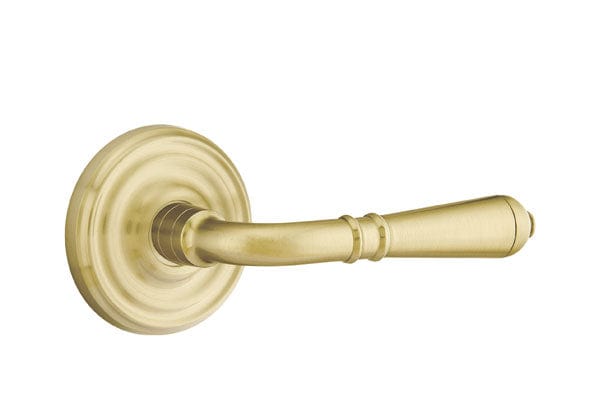 Emtek Turino Lever with Rectangular Rosette in Satin Brass