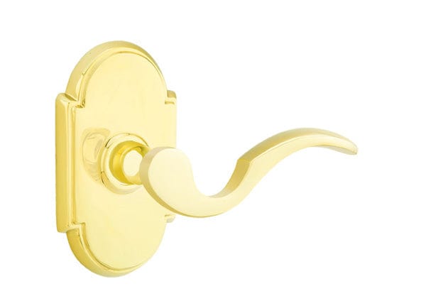 Emtek Cortina Lever with No. 8 Rosette in Unlacquered Brass