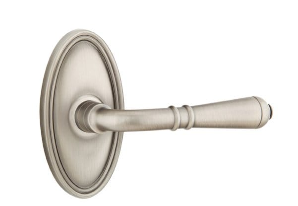  Emtek Turino Lever with Oval Rosette in Pewter