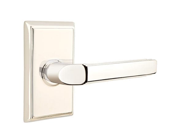 Emtek Milano Lever with Rectangular Rosette in Polished Nickel