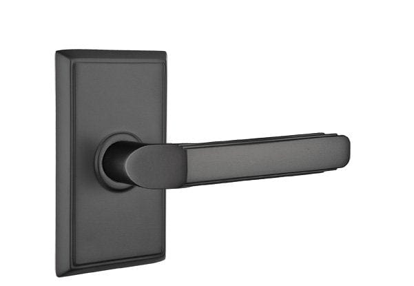 Emtek Milano Lever with Rectangular Rosette in Flat Black
