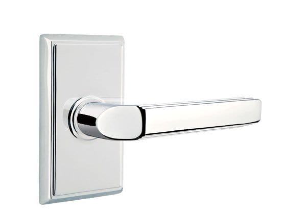Emtek Milano Lever with Rectangular Rosette in Polished Chrome