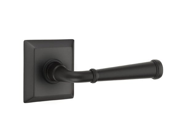 Emtek Merrimack Lever with Quincy Rosette in Flat Black