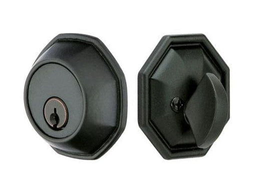 Emtek Octagon Tuscany Bronze Single Cylinder Deadbolt in Flat Black