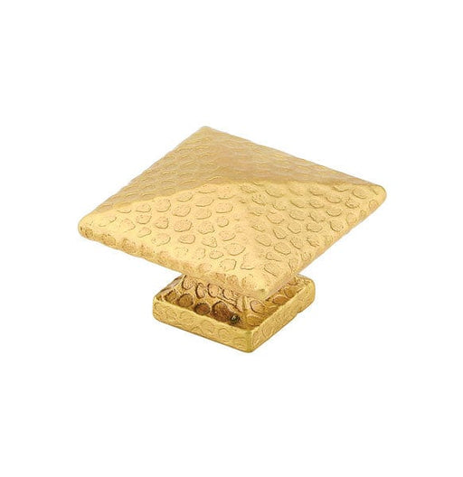 Emtek Square Dimpled Cabinet Knob in Satin Brass