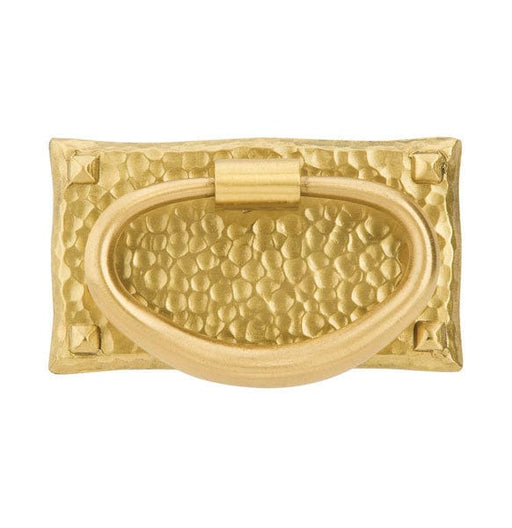 Emtek Hammered Oval Pull in Satin Brass
