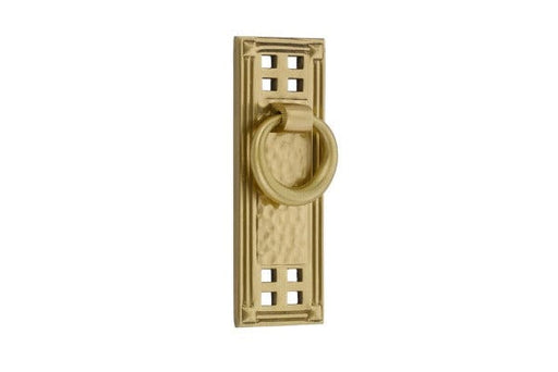 Emtek Hammered Vertical Ring Cabinet Pull in Satin Brass